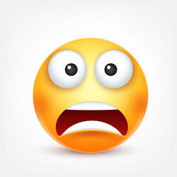 Cartoon face frightened or worry emoji, vector character scared