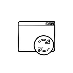 Browser window with restart button hand drawn vector