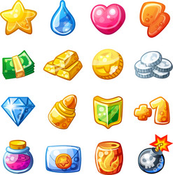 Game assets set cartoon heart made from different Vector Image