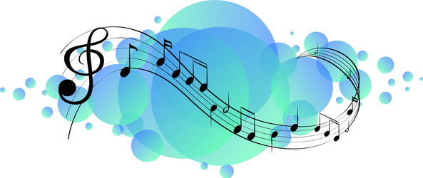 Musical melody symbols on sky blue splotch vector