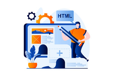 web development concept with people scene in flat vector image