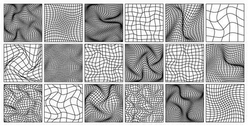 wireframe shapes lined perspective mesh 3d grid vector image