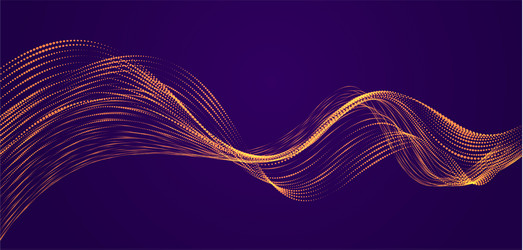 Array particles flowing over dark background vector