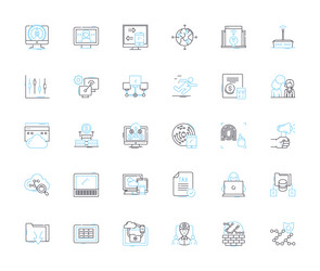 digital assets linear icons set cryptocurrency vector