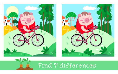Find 7 differences game for children activity Vector Image