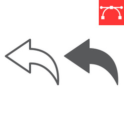 go back line and glyph icon ui button arrow vector image