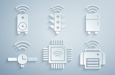 set processor with microcircuits cpu smart vector image
