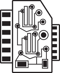 computer hardware processor card linear vector image