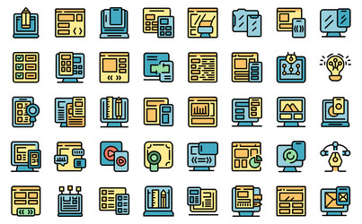 responsive web design icons set line color vector image