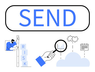 strategic overview of risk analysis and cloud data vector image