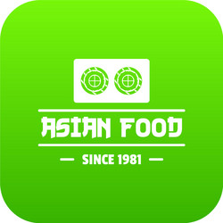 Traditional asian food icon green vector