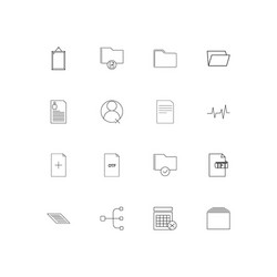 files and folders sign linear thin icons set vector image