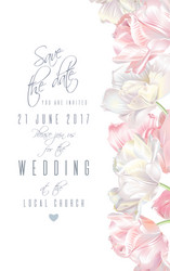 Pink Tulip Wedding Save the Date Vector Image