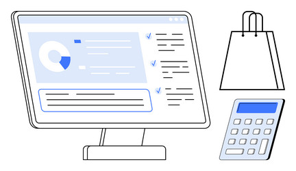 e-commerce data analysis on computer screen vector image