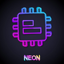 glowing neon line computer processor vector image