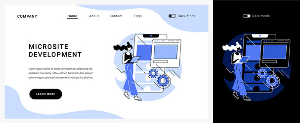 Microsite development concept landing page vector