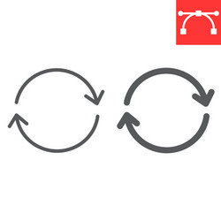 Reload line and glyph icon ui button refresh vector