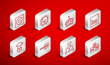set line artificial intelligence ai processor cpu vector image