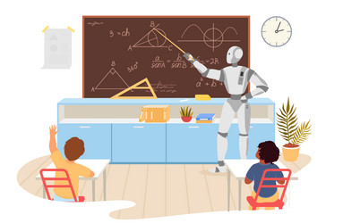 robot ai teacher explaining mathematics task vector image