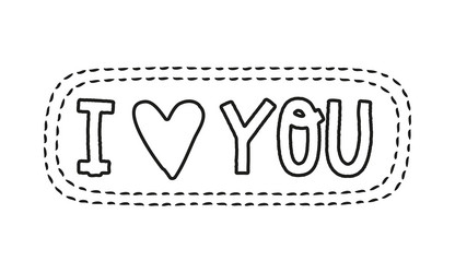 doodle style lettering i love you vector