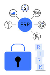 erp system integration with security risk vector image