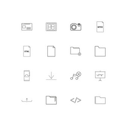 files and folders sign linear thin icons set vector image