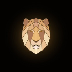 geometric lion head design on black background vector image