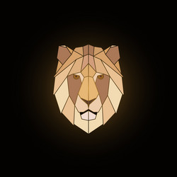 geometric lion head design on black background vector