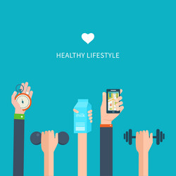 modern flat icons of healthy lifestyle vector