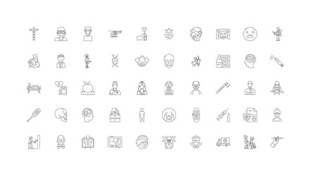 Psychiatry ideas linear icons line signs set vector