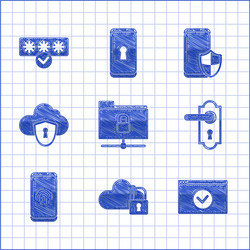 set ftp folder and lock cloud computing secure vector image