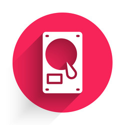 White hard disk drive hdd icon isolated with long vector