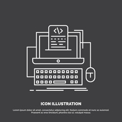 Code coding computer monoblock screen icon line vector