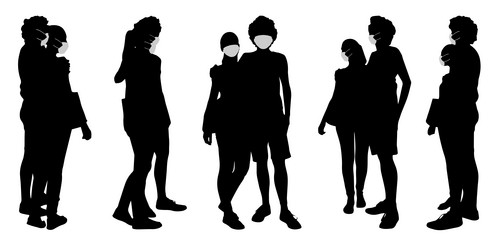 conceptual silhouette couples spending Vector Image
