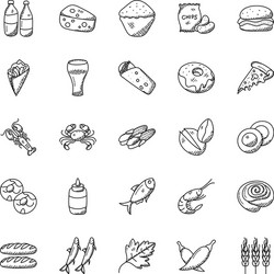 Food Doodle Icon Set Vector Image