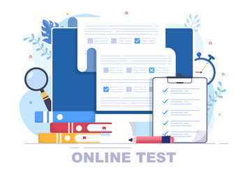 online testing background with checklist taking vector image
