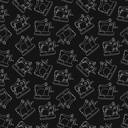 Sewing machines doodle seamless pattern vector