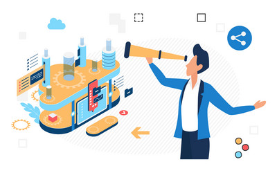 analyzing and monitoring cloud computing vector image
