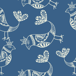 Silhouette of black ethnic birds seamless pattern vector