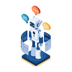 isometric ai chatbot or robot on computer chip vector image