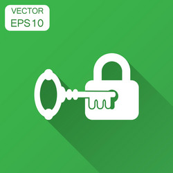 Key with padlock icon in flat style access login vector