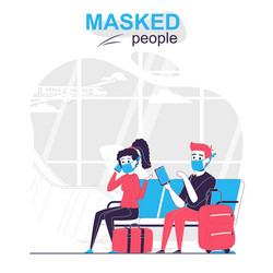 masked people isolated cartoon concept vector