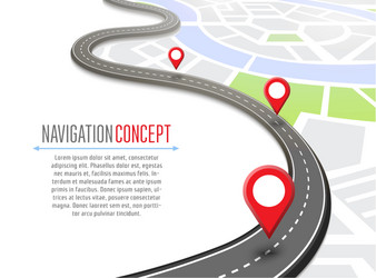 Navigation concept with pin pointer vector