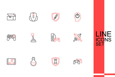 Set line game controller or joystick chess shield vector