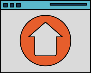 Tab website with upload arrow in the center ico vector