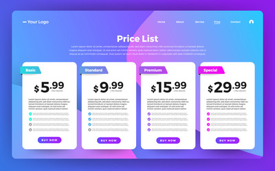 ui user interface price list 01 vector image