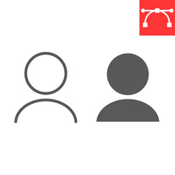 user profile line and glyph icon ui button vector image