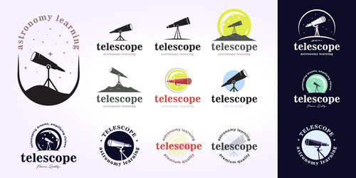Astronomy Logo Collection - Telescope Icons vector image