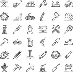 Carpenter icons set outline style vector