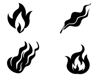 flame fire fireball set hand drawn vector